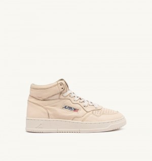 Beige Autry Medalist Mid Sneakers Napa Leather | GSCYXJ216