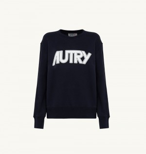 Blue Autry Crew Neck Sweatshirt Cotton | GFDATU971