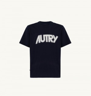 Blue Autry T-shirt Cotton Jersey | MWJVEK451