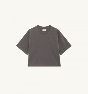 Grey Autry Boxy T-shirt Heavy Cotton | GMDUYF692