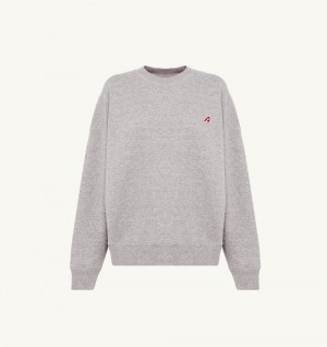 Grey Autry Crew Neck Sweatshirt Gauzed Cotton Jersey | ICVZKD791