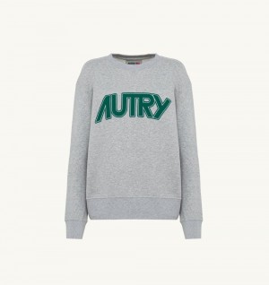 Grey Autry Crew Neck Sweatshirt Melange Cotton | AVCDZJ412