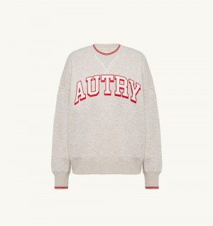 Grey Autry Relaxed Fit Crew Neck Sweatshirt Cotton | PBLQNW804