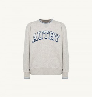 Grey Autry Relaxed Fit Crew Neck Sweatshirt Cotton | TJOCPH487