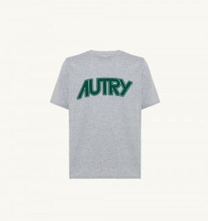 Grey Autry T-shirt Melange Cotton Jersey | JSWUPF859