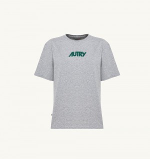 Grey Autry T-shirt Melange Cotton Jersey | DVTLZE871