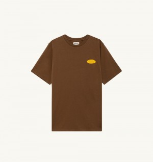 Marrone Autry T-shirt Cotton Printed Logo | MKHFIO403