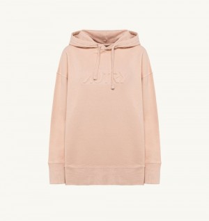 Pink Autry Relaxed Fit Hooded Sweatshirt Cotton Jersey Embossed Logo | WLFRTK635