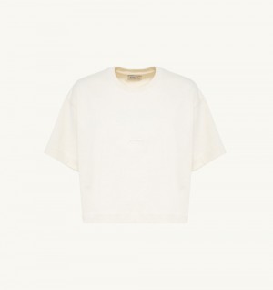 White Autry Boxy Fit T-shirt Cotton Jersey | WBQSTJ840