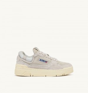 White Autry Clc Low Sneakers Cream Leather Mesh | QVPUWB035