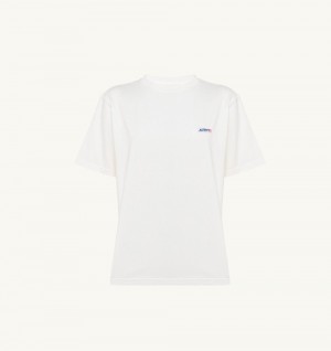 White Autry Label T-shirt Cotton Jersey | DWOHYX247