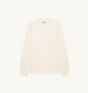 White Autry Long-sleeve T-shirt Heavy Cotton | MJEOQB160