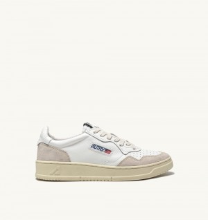 White Autry Medalist Low Sneakers Leather Suede | BKSMTY816