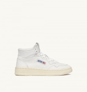 White Autry Medalist Mid Sneakers Super-soft Nappa | UZIXJN957