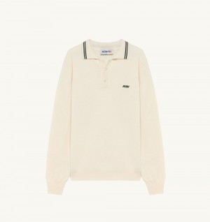 White Autry Polo Knit | UYBOWX615