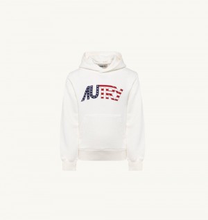 White Autry Sweatshirt Hooded Cotton Jersey | MDKLUF312