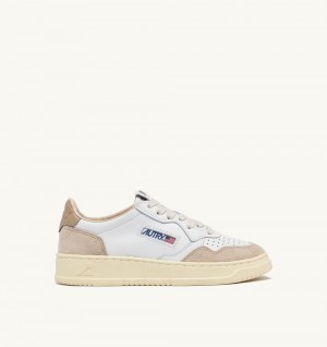 White / Beige Autry Medalist Low Sneakers Pepper Leather Suede | ASJTCR603