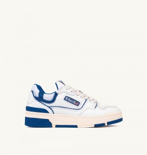 White / Blue Autry Clc Low Sneakers Leather Princess Suede | HUETWY845