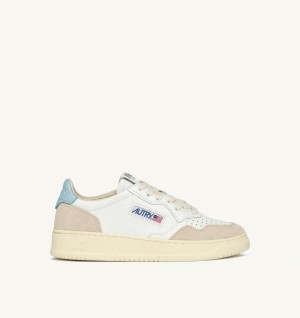 White / Blue Autry Medalist Low Sneakers Suede Leather | IZBGDW873