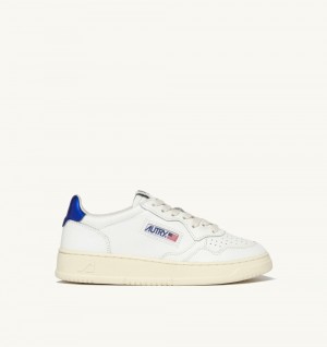 White / Blue Autry Medalist Low Sneakers Leather | WRBDQM982