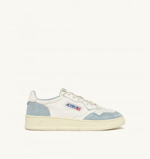 White / Blue Autry Medalist Low Sneakers Goatskin Suede | ZXOACG378