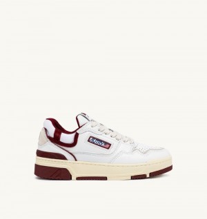 White / Burgundy Autry Clc Sneakers Leather | LBPHTG837