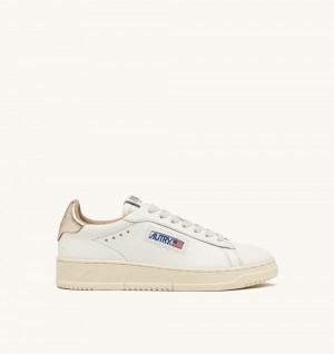 White / Gold Autry Dallas Low Sneakers Leather | HVAUCF970