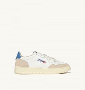 White / Light Blue Autry Medalist Low Sneakers Leather Suede | CVRIXL415