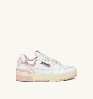 White / Pink Autry Clc Low Sneakers Leather Powder Suede | LMRFGZ340