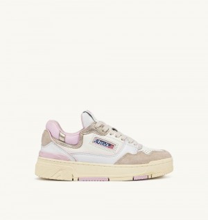 White / Pink Autry Clc Low Sneakers Leather | WXENVZ457