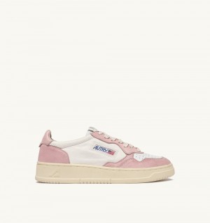 White / Pink Autry Medalist Low Sneakers Washed Goatskin | TNREYO964