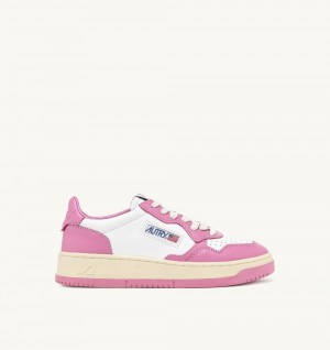 White / Pink Autry Medalist Low Sneakers Two-tone Leather | ULBYXW135