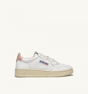 White / Pink Autry Medalist Low Sneakers Leather | XVSTQN607