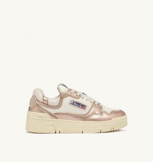 White / Pink Gold Autry Clc Low-top Sneakers Leather | DTLQJP627