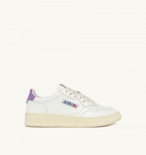 White / Purple Autry Medalist Low Sneakers Leather | OFHBXA234