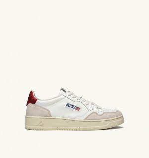 White / Red Autry Medalist Low Sneakers Leather Suede | FACPNH167