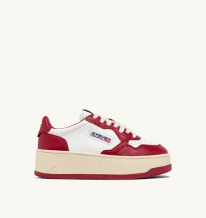 White / Red Autry Medalist Platform Sneakers Leather | JAUEHY037