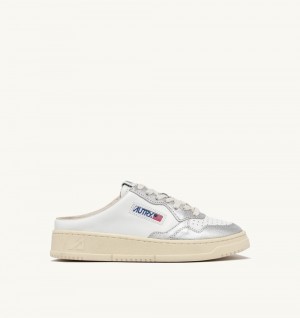 White / Silver Autry Medalist Sabot Sneakers Leather | PSDLOW350