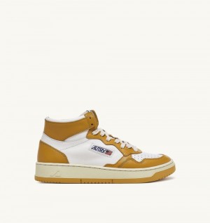 Yellow / White Autry Medalist Mid Sneakers Yellow Leather | DLOJBW124