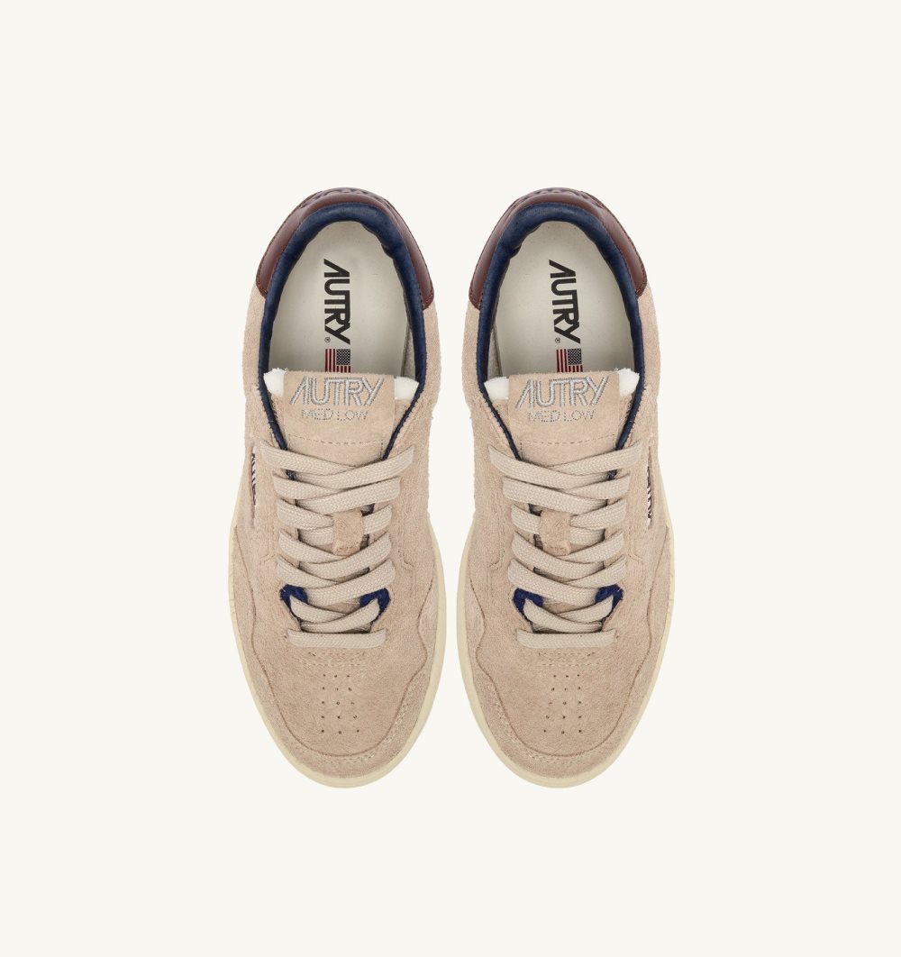 Beige Autry New Flat Low Sneakers Ecru Fudgesickle Suede | LGUCJS986