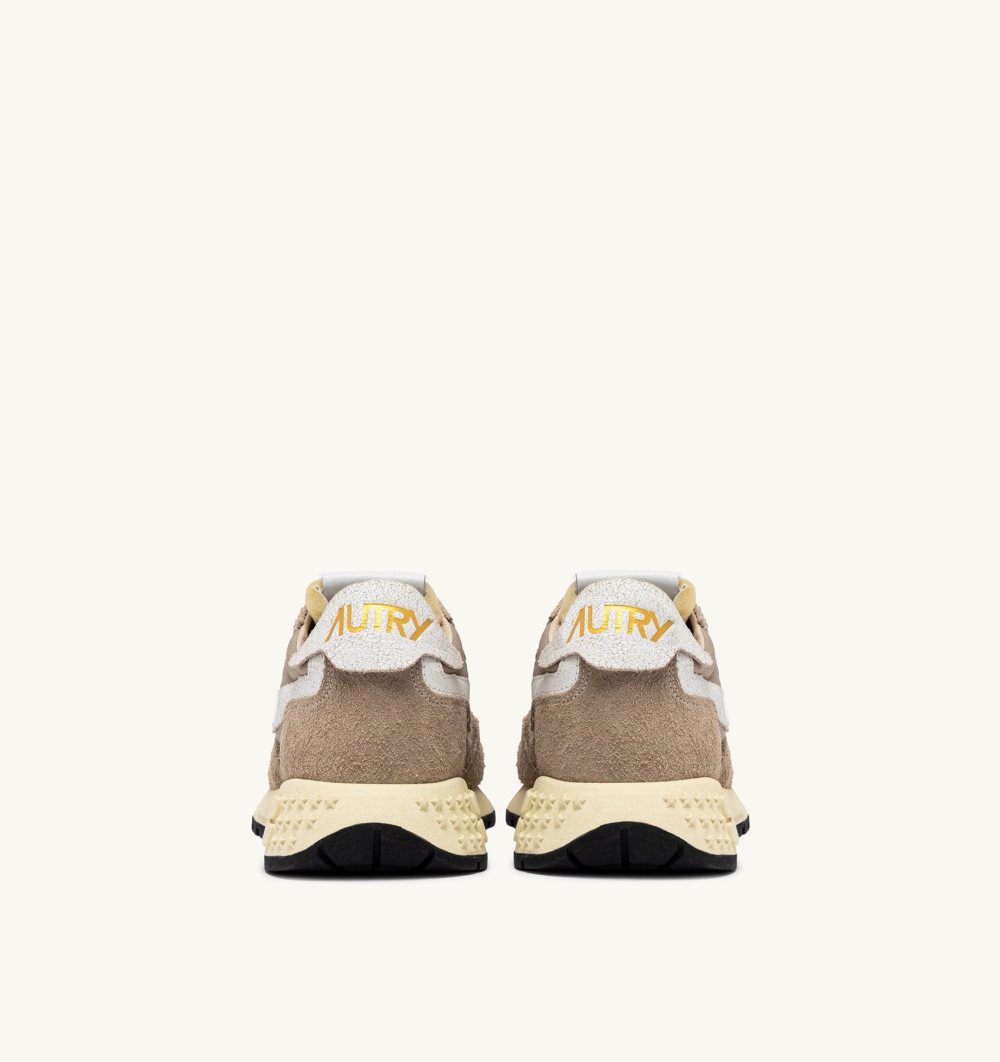 Beige Autry Reelwind Low Sneakers Pepper Cracked Leather Nylon | TLWVKP734