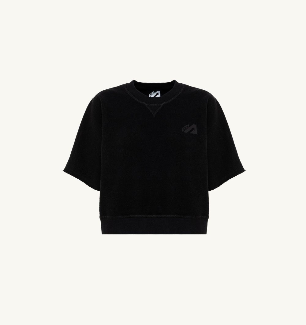 Black Autry Cropped Sweatshirt Cotton Jersey | WFGOXL426