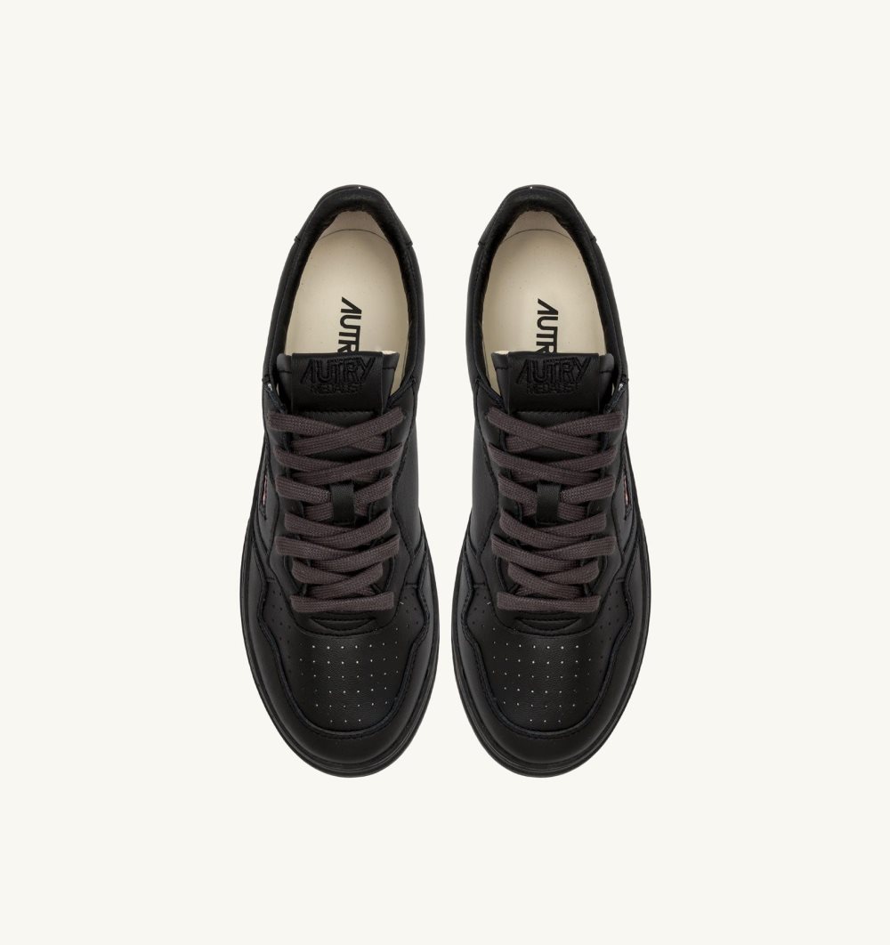 Black Autry Medalist Low Sneakers Matte Meteorite Leather | UFYRKD230