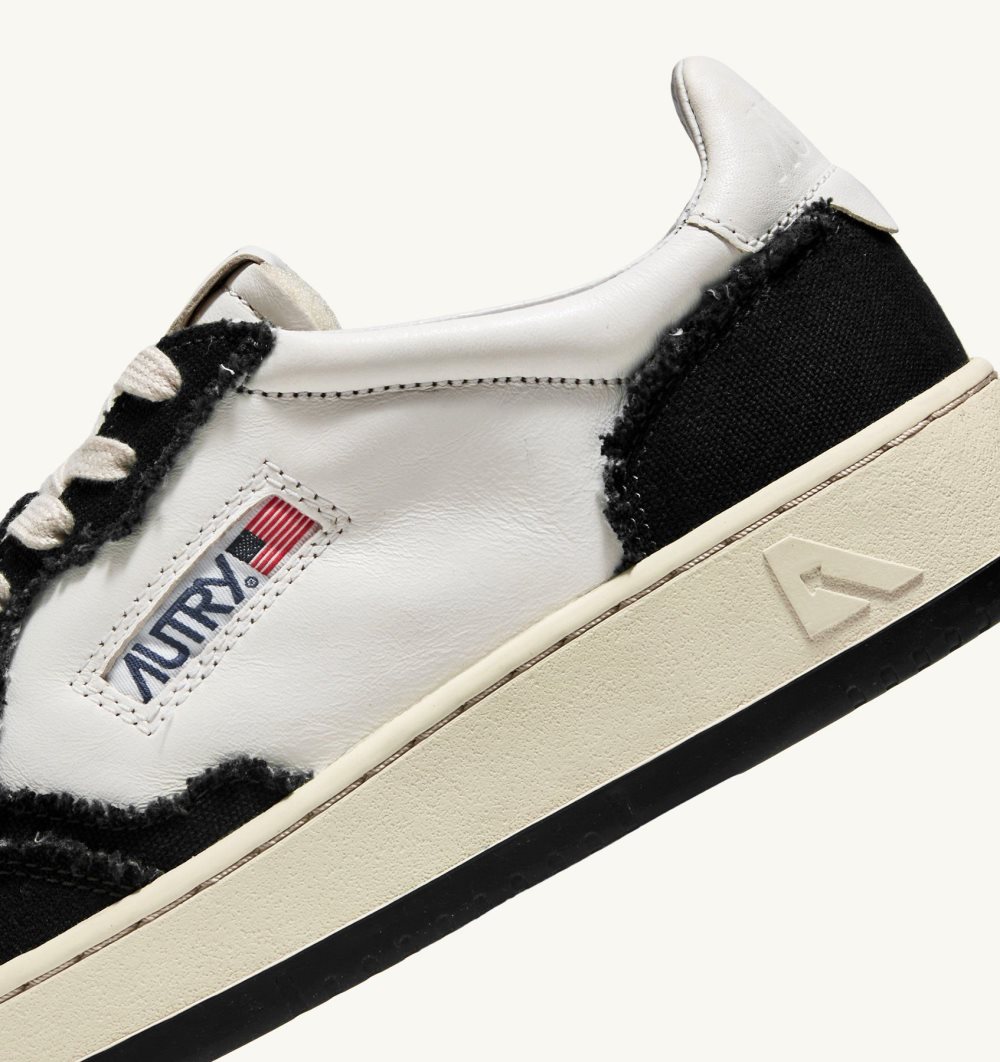 Black Autry Two-tone Medalist Low Sneakers Soft Goatskin Frayed Canvas | MJONBD142