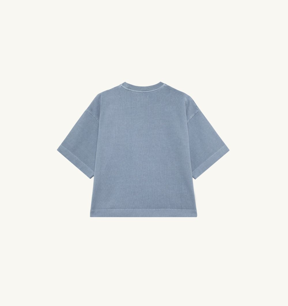 Blue Autry Boxy T-shirt Indigo Heavy Cotton | FVCESY301