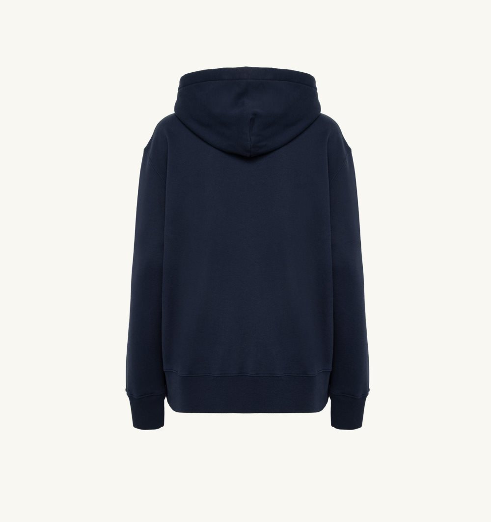 Blue Autry Hooded Sweatshirt Cotton Jersey | OXYADN184