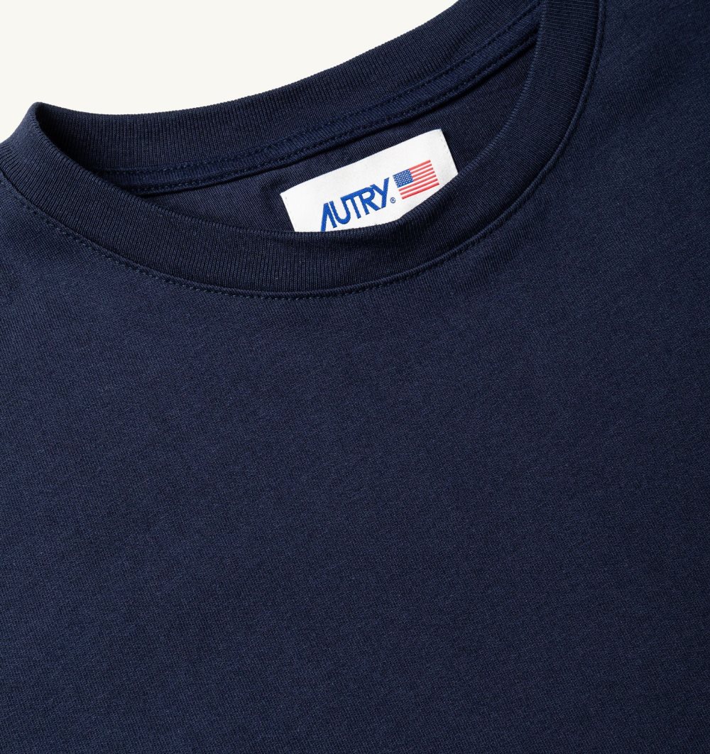 Blue Autry T-shirt Cotton Jersey Logo | AFIQNK156