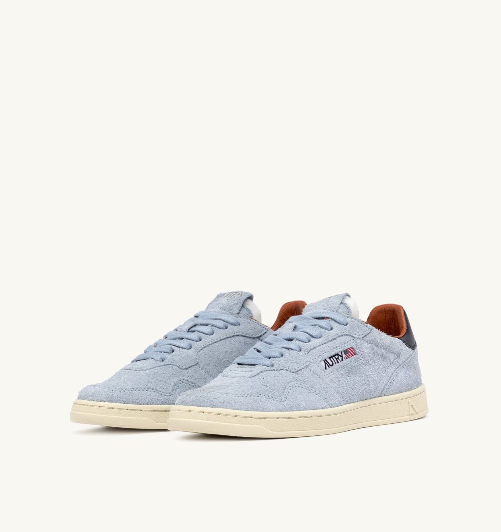 Blue / Grey Autry New Flat Low Sneakers Portofino Suede Blue | MWQTYH430