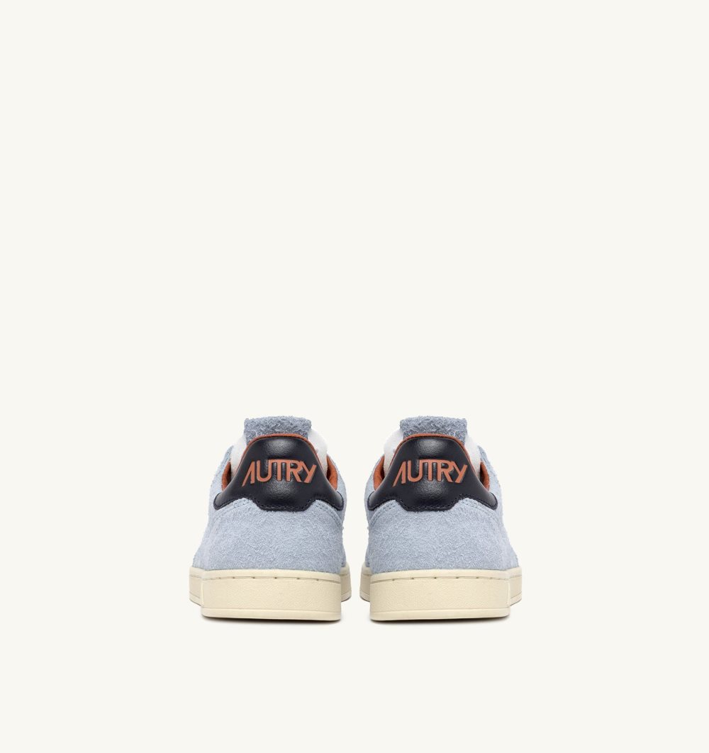 Blue / Grey Autry New Flat Low Sneakers Portofino Suede Blue | MWQTYH430