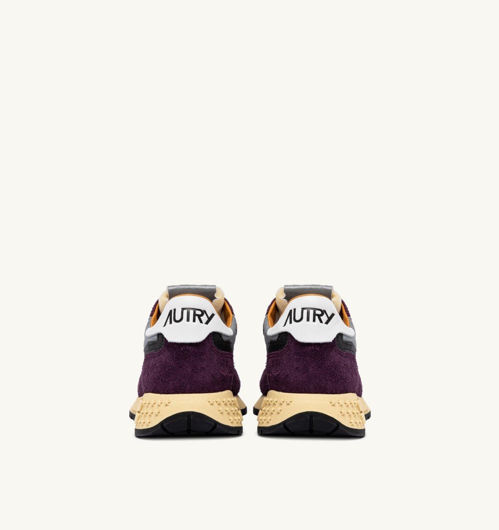 Burgundy Autry Reelwind Low Sneakers Barolo Cracked Leather Reflective Nylon | JEGDSB340